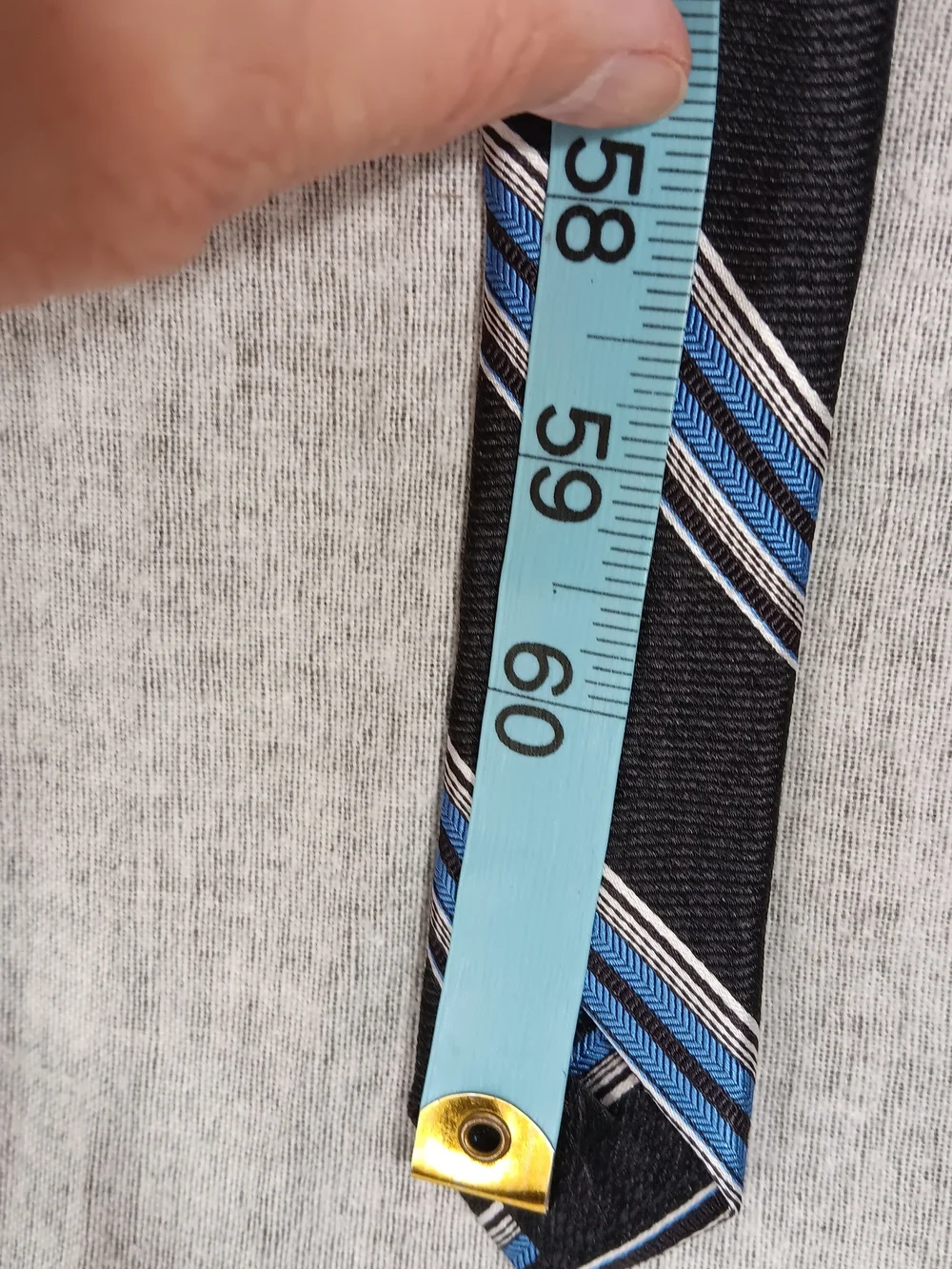 JoS. A. Bank Reserve Classic Black Blue Silver Stripes Repp Silk Long Tie